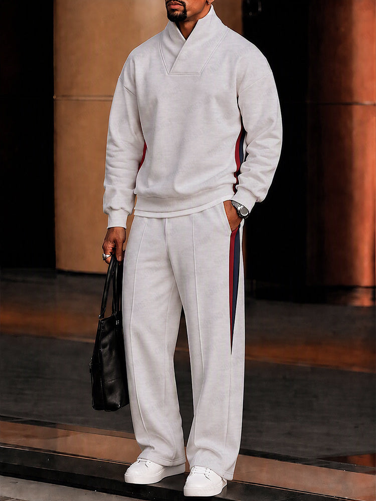 Athleisure Contrast Detail Fleece Matching Set - White