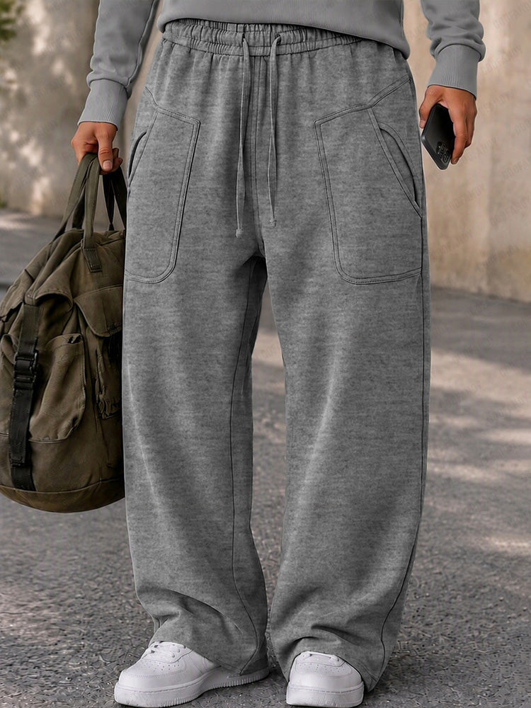 Street-Ready Pocket Design Casual Pants - Gray