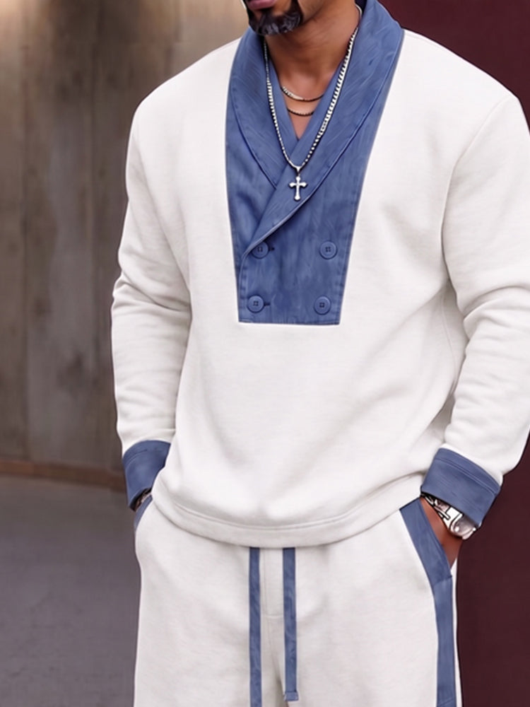 Urban Faux Denim Contrast Matching Set - White