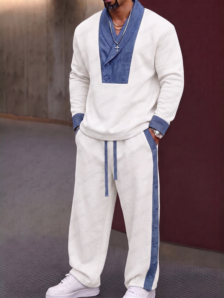 Urban Faux Denim Contrast Matching Set - White