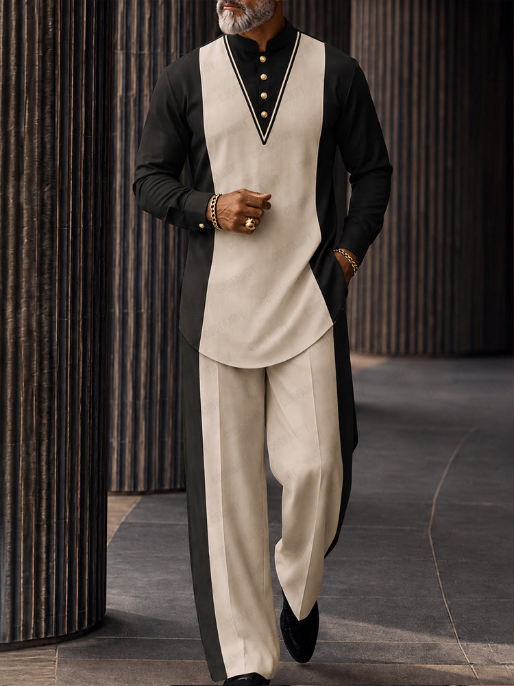 Modern Street Contrast Color 2-Piece Set - Black