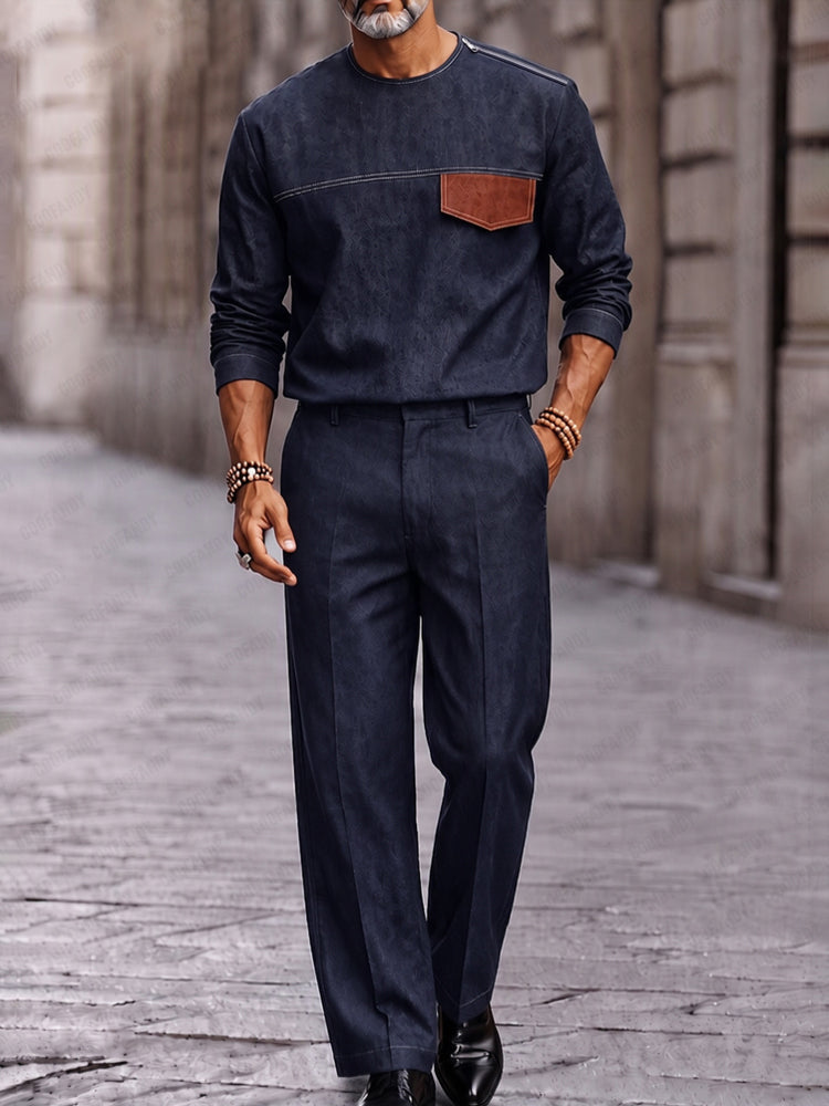 Rugged Denim-Look 100% Cotton Matching Set - Blue