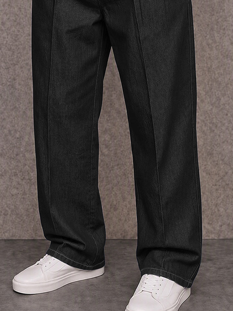 Casual Denim-Look 100% Cotton Pants - Black