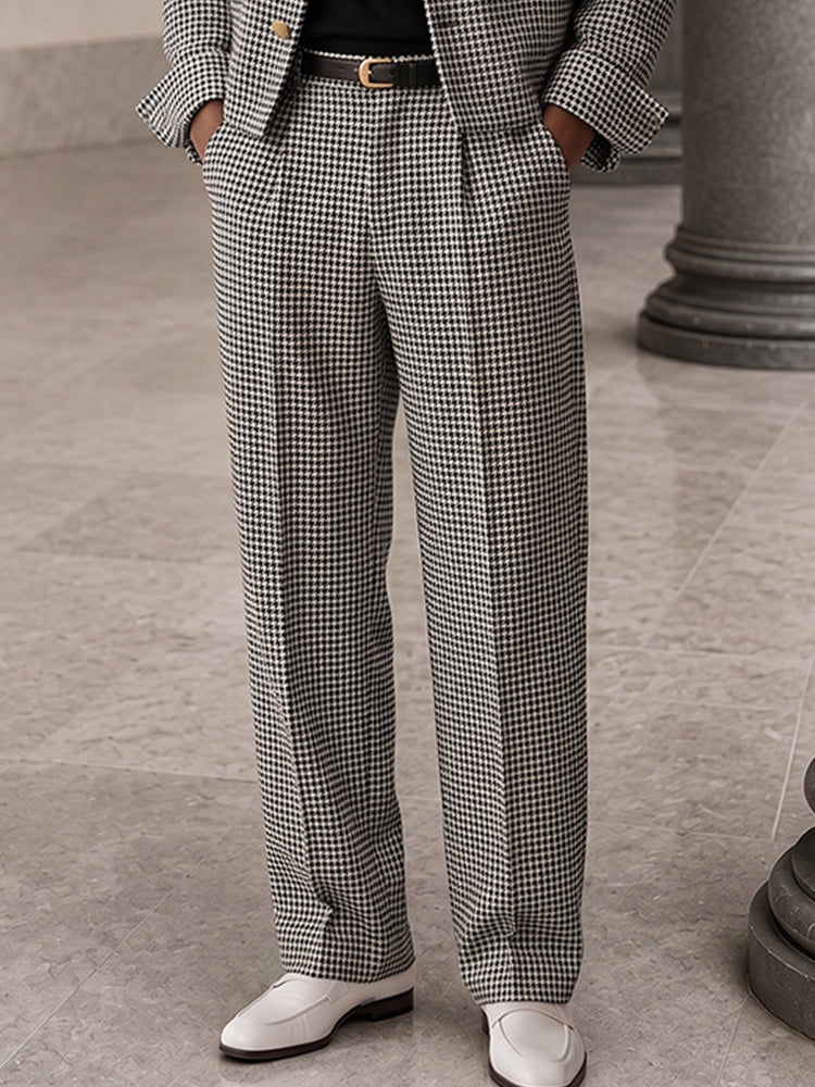 Vintage Gentleman Houndstooth Suit Set - Black