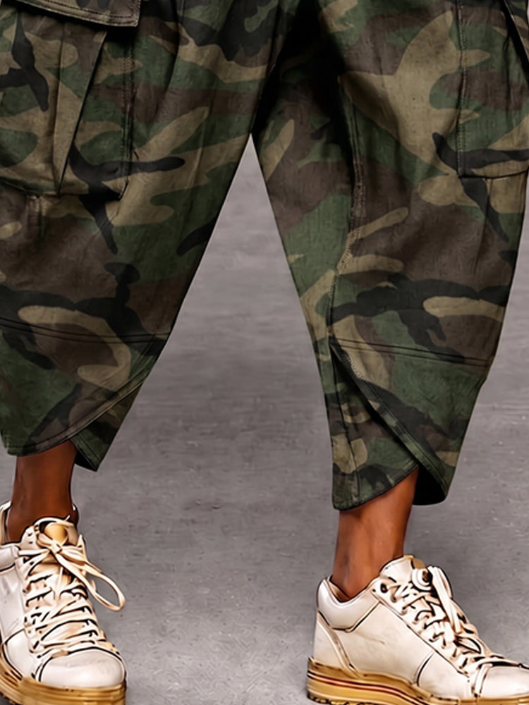 Casual Drop Crotch Cargo Harem Pants - PAT1