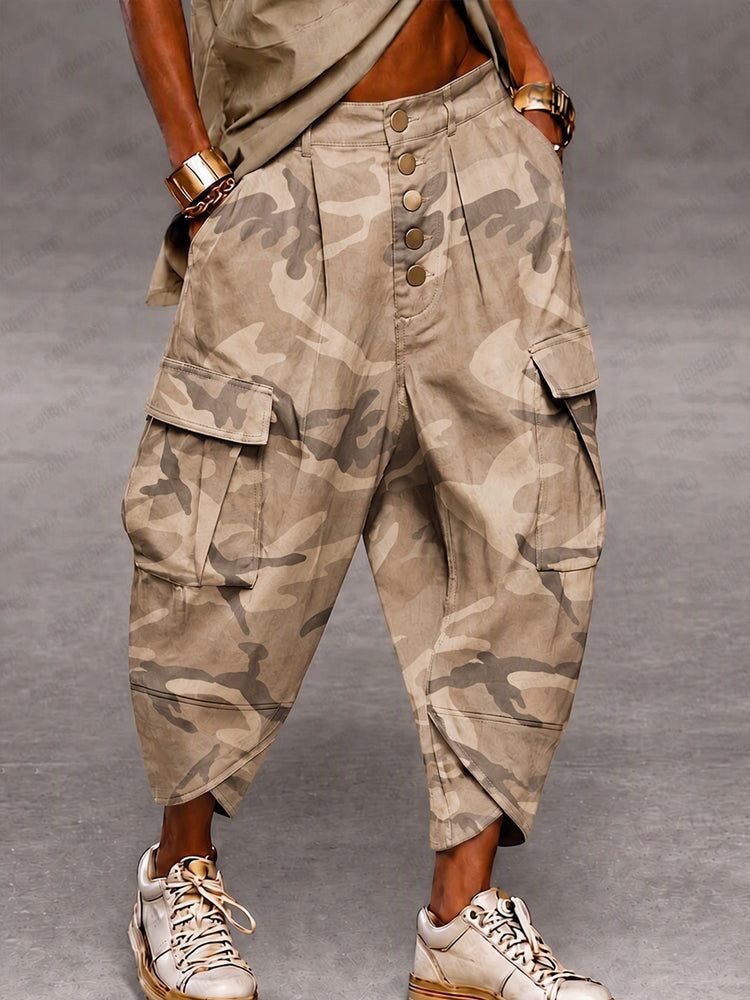 Casual Drop Crotch Cargo Harem Pants - PAT2