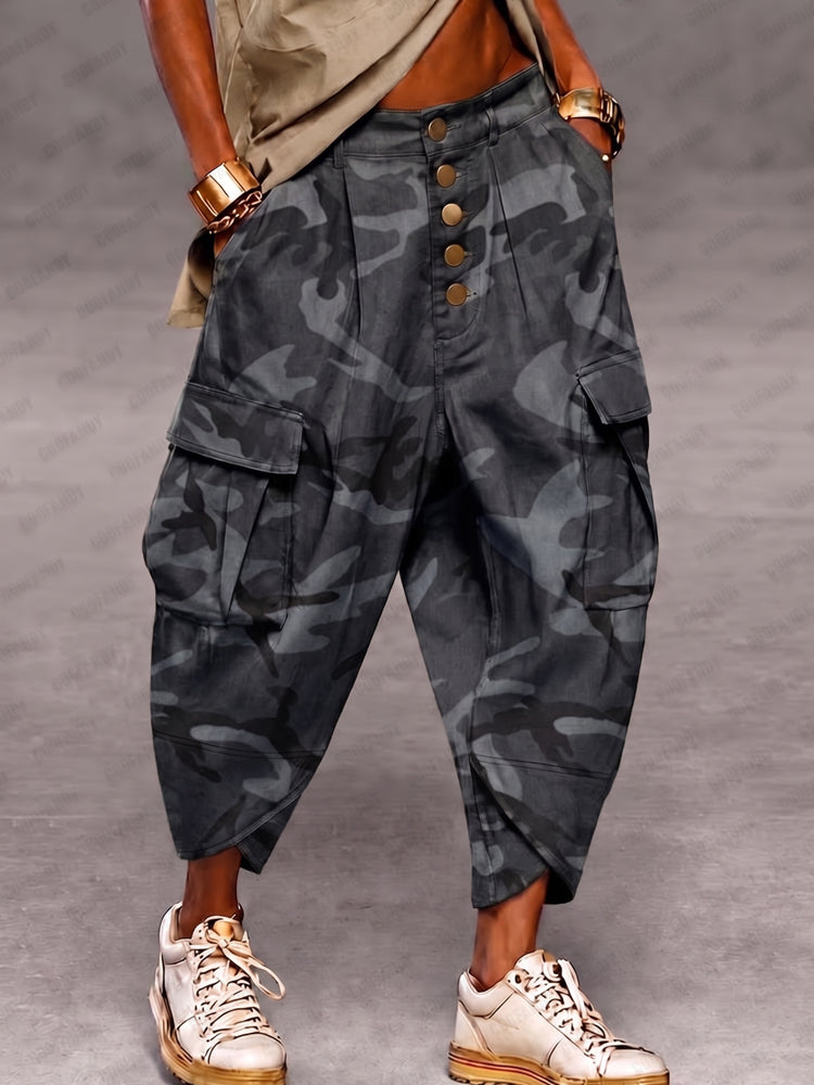 Casual Drop Crotch Cargo Harem Pants - PAT4