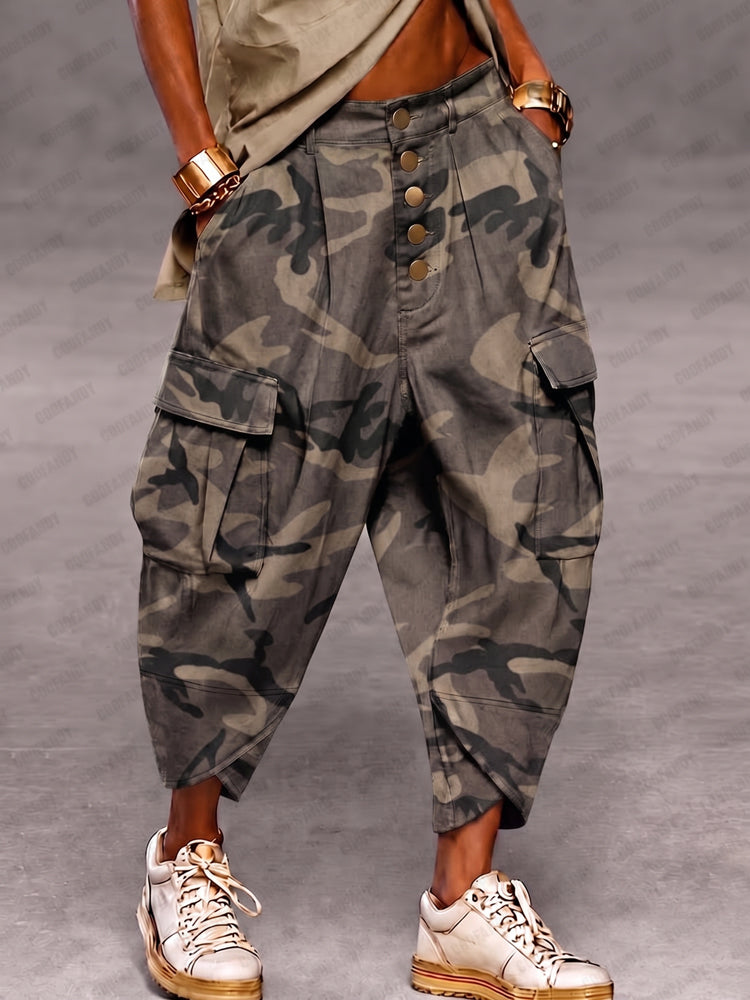 Casual Drop Crotch Cargo Harem Pants - PAT5