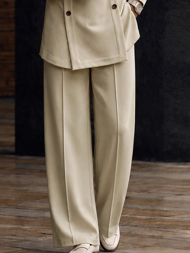 Designer Double Row Button Detail Matching Set - Apricot