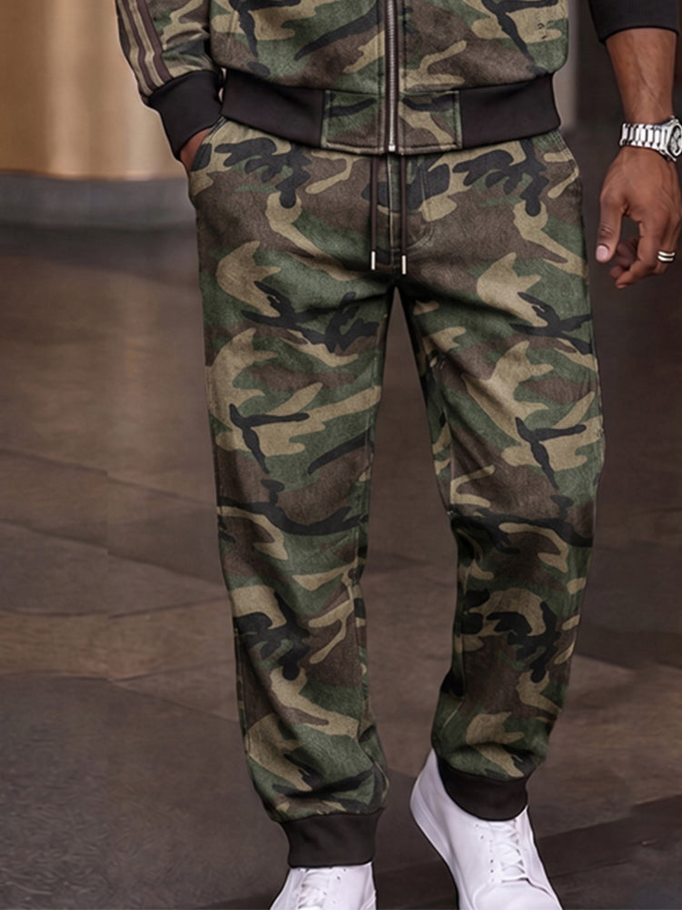 Tactical Camouflage Print Jacket Pants Set - Army Green