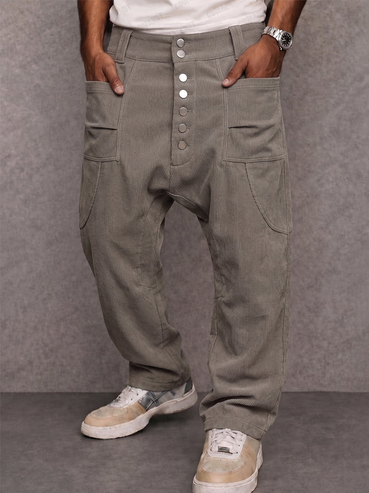 Casual Street Style Drop Crotch Corduroy Pants - PAT2