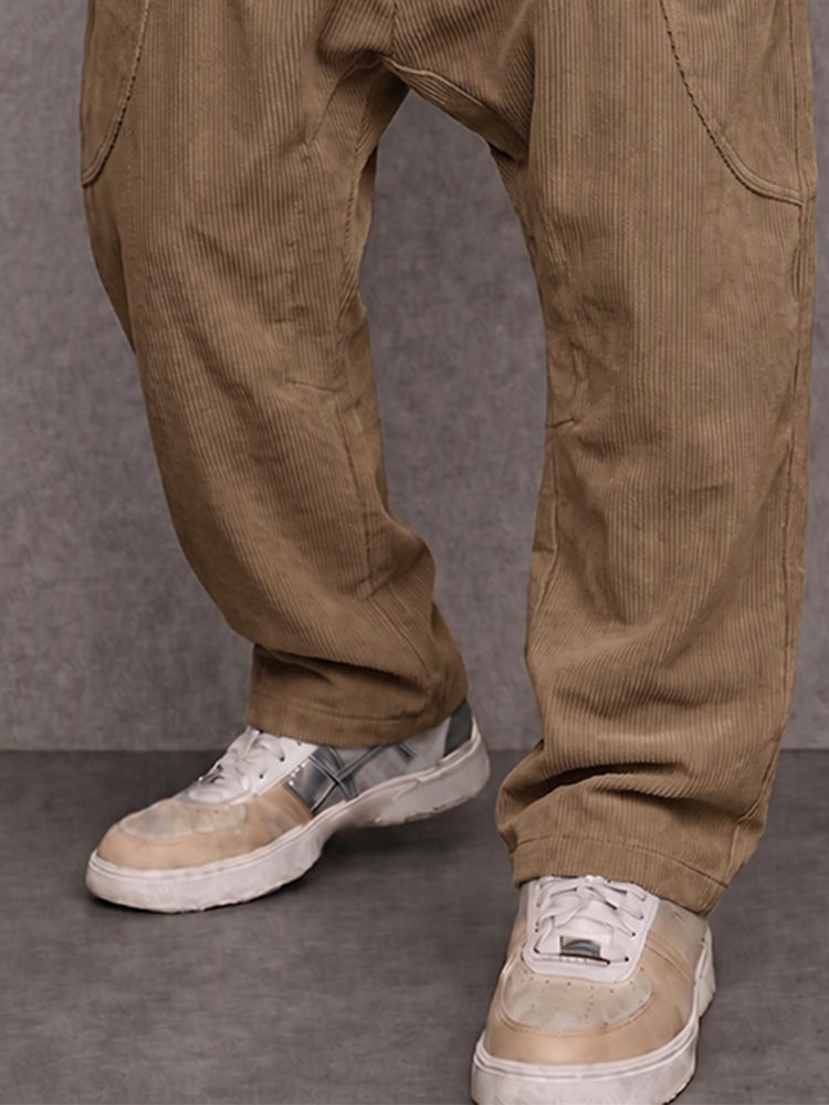 Casual Street Style Drop Crotch Corduroy Pants - PAT1