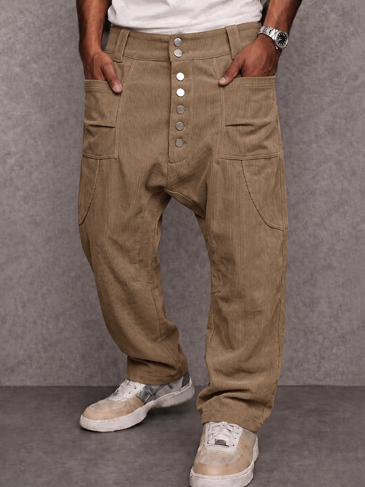 Casual Street Style Drop Crotch Corduroy Pants - PAT1