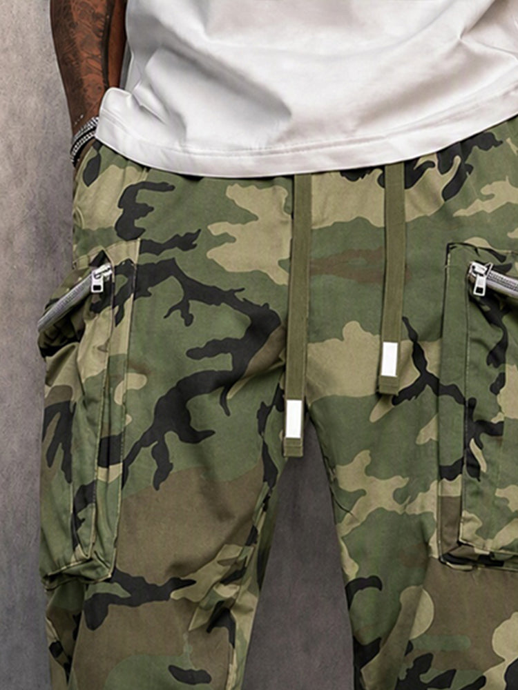 Utility Street Style Camouflage Cargo Pants - Army Green