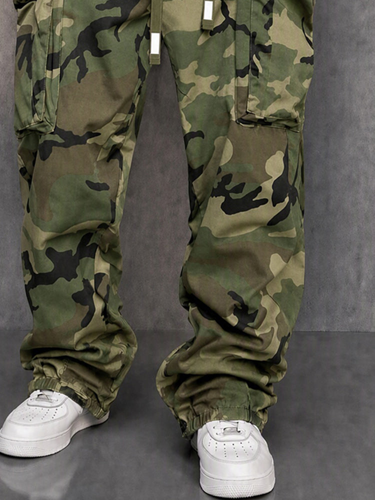 Utility Street Style Camouflage Cargo Pants - Army Green