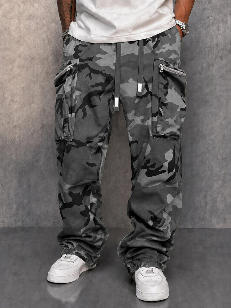 Utility Street Style Camouflage Cargo Pants - Gray