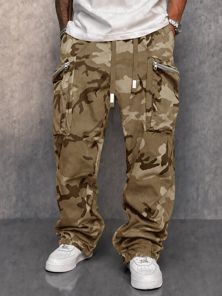 Utility Street Style Camouflage Cargo Pants - Khaki