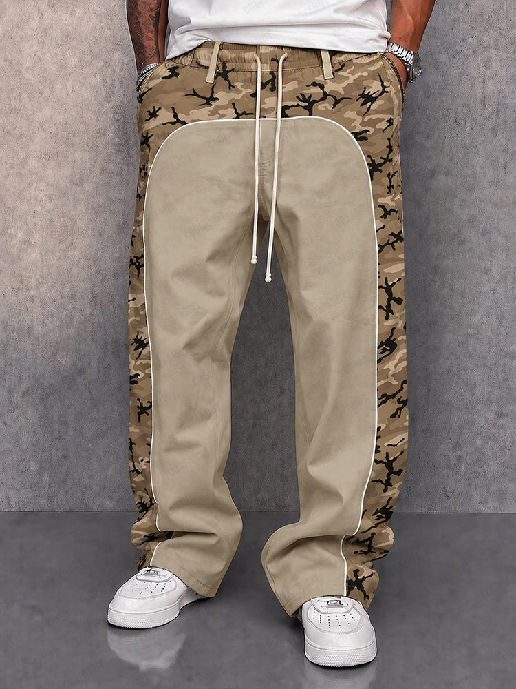 Urban Explorer Camo Patchwork Casual Pants - Khaki