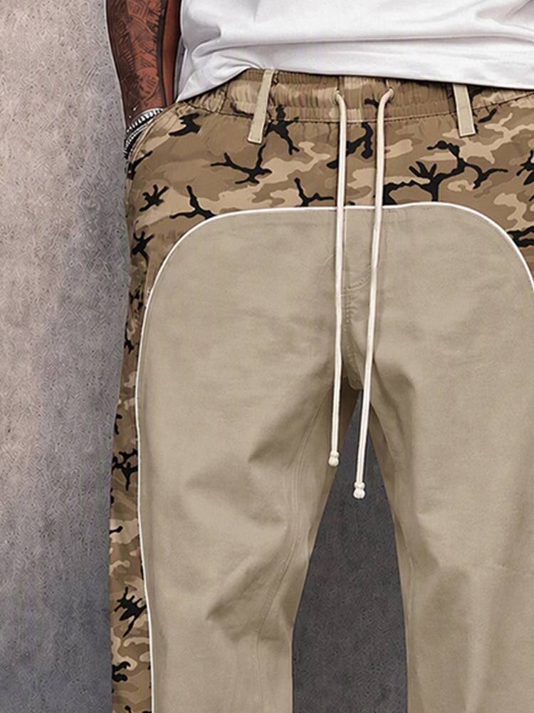 Urban Explorer Camo Patchwork Casual Pants - Khaki