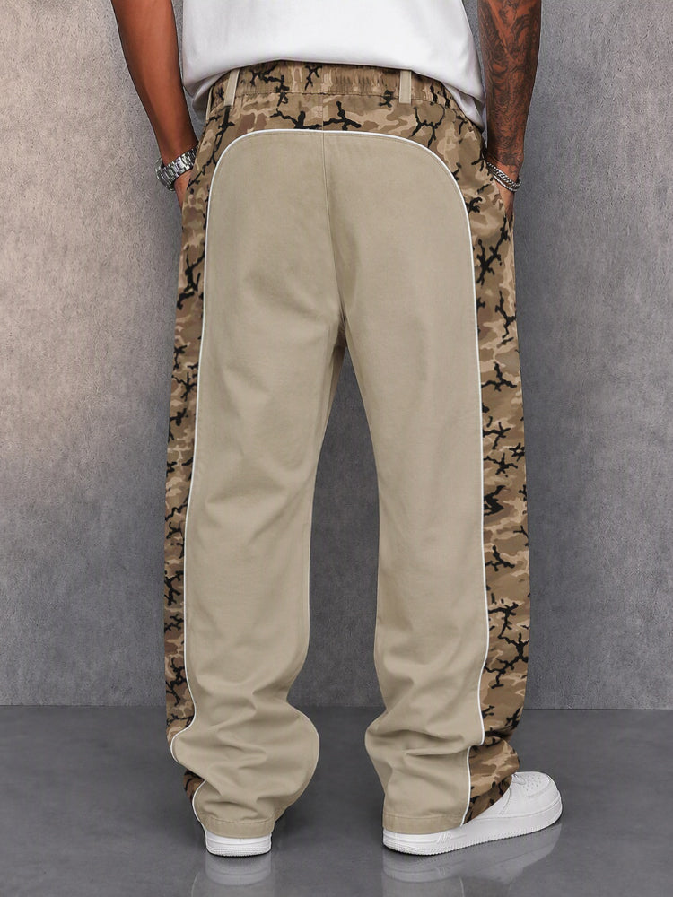 Urban Explorer Camo Patchwork Casual Pants - Khaki