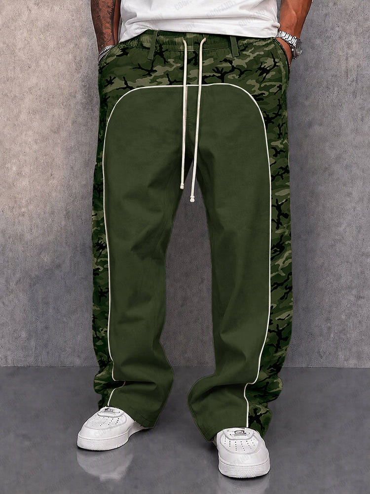 Urban Explorer Camo Patchwork Casual Pants - Army Green