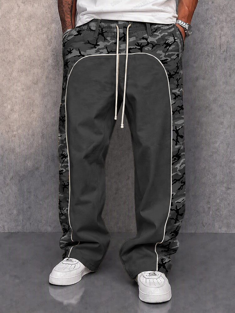 Urban Explorer Camo Patchwork Casual Pants - Gray