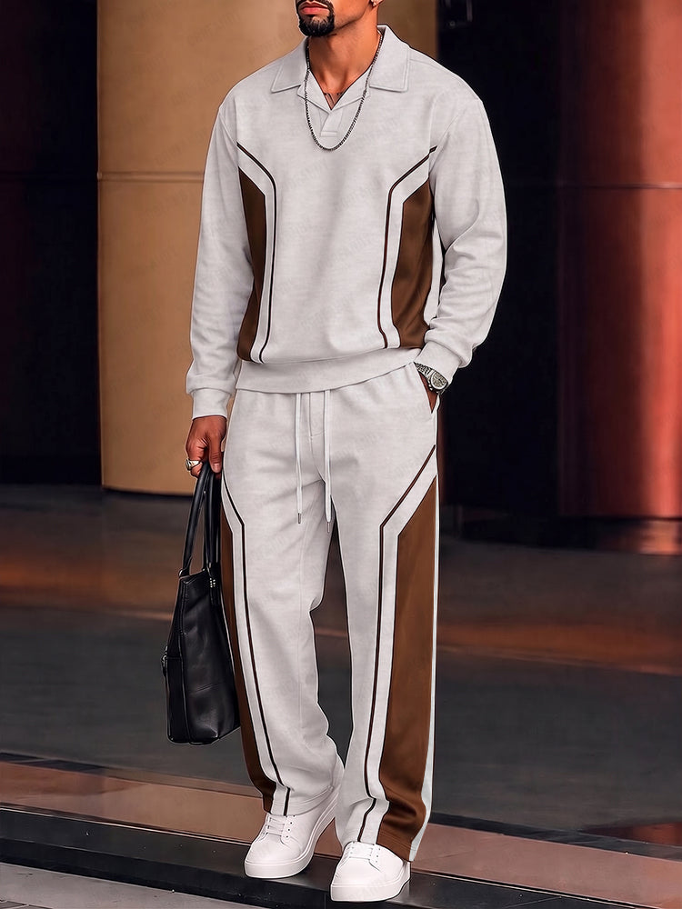 Fashion Casual Contrast Color Sporty Set - White
