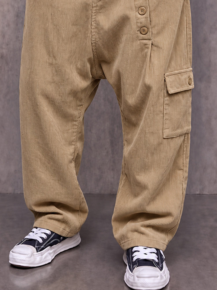 Modern Utility Corduroy Drop Crotch Pants - Khaki
