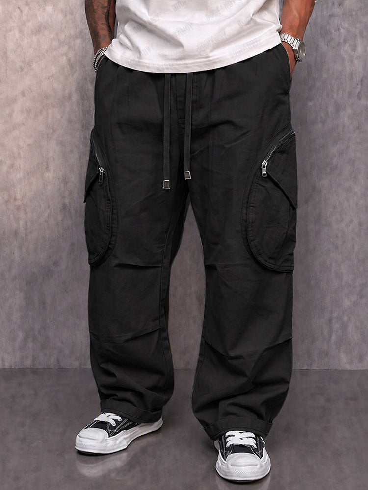 Casual Utility 100% Cotton Cargo Pants - Black
