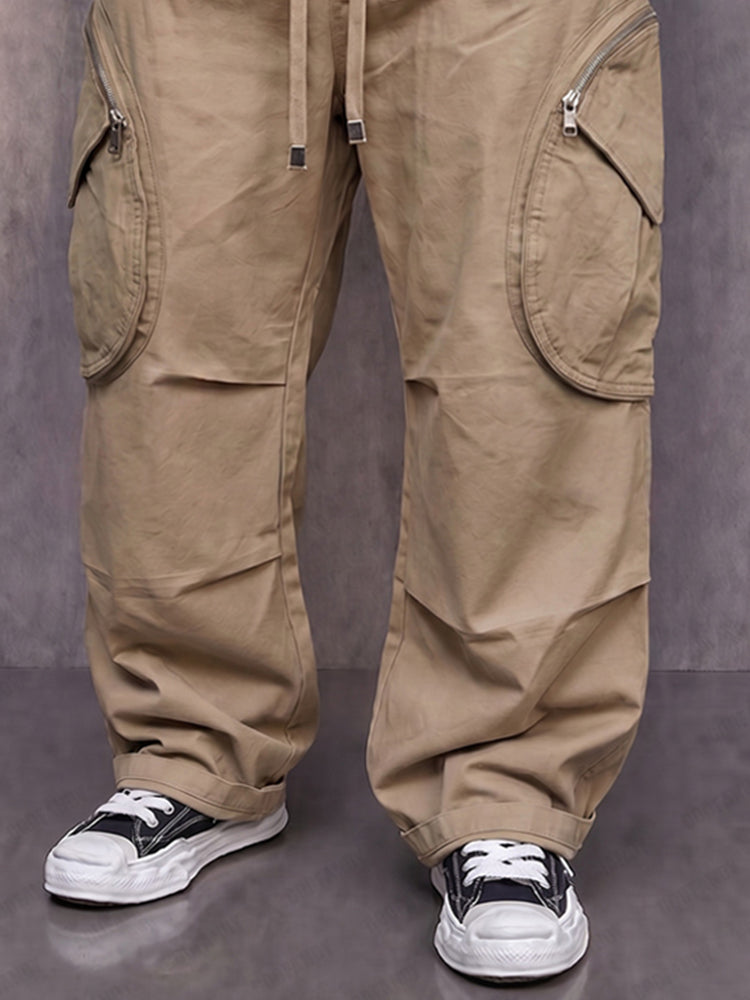 Casual Utility 100% Cotton Cargo Pants - Khaki
