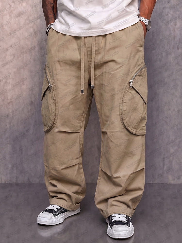Casual Utility 100% Cotton Cargo Pants - Khaki