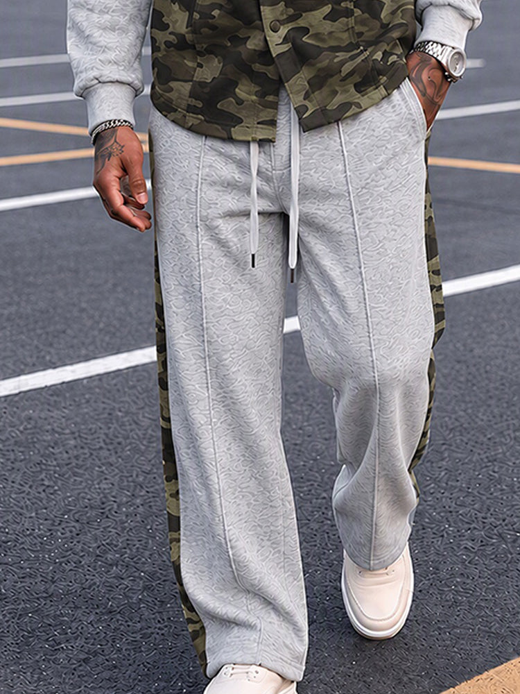 Casual Street Style Camo Panel Hoodie Set - PAT2