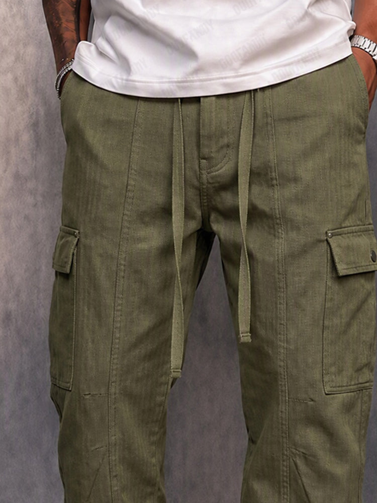 Casual Multi-Pocket Straight Cargo Pants - Army Green