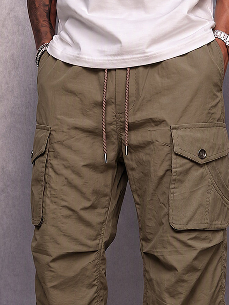 Practical Multi-Pocket Streetwear Cargo Pants - Brown