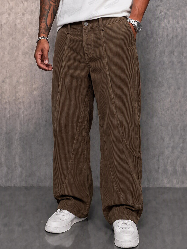 Classic Retro Corduroy Straight Leg Pants - Brown