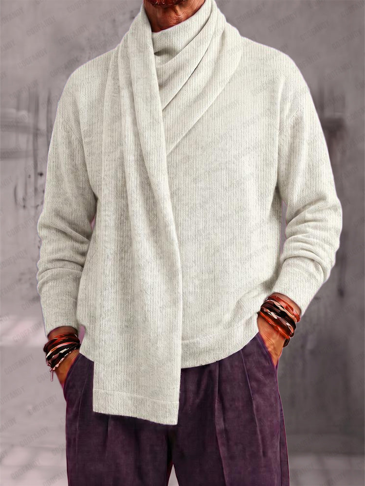 Casual Relaxed Fit Wrap Neck Knit Pullover Top - White