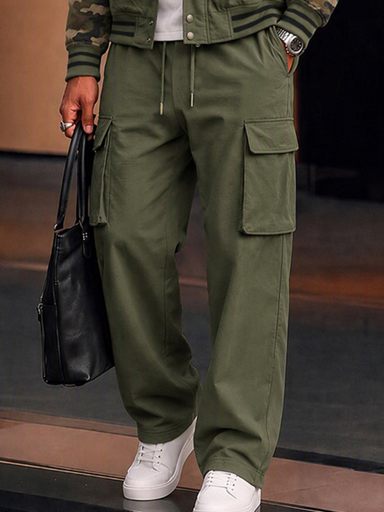 Casual Camouflage Color Block Matching Set - Army Green