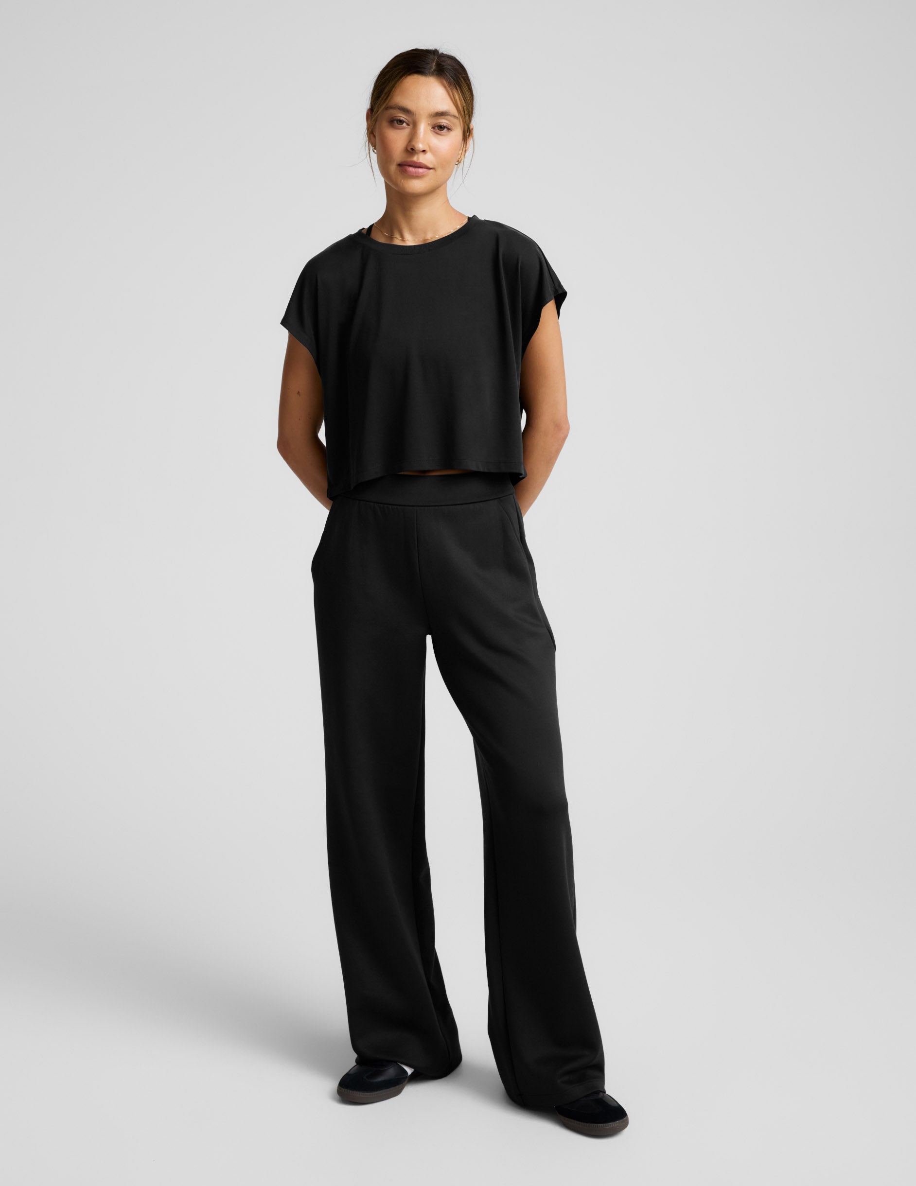 Studio Luxe Cropped Tee - Black
