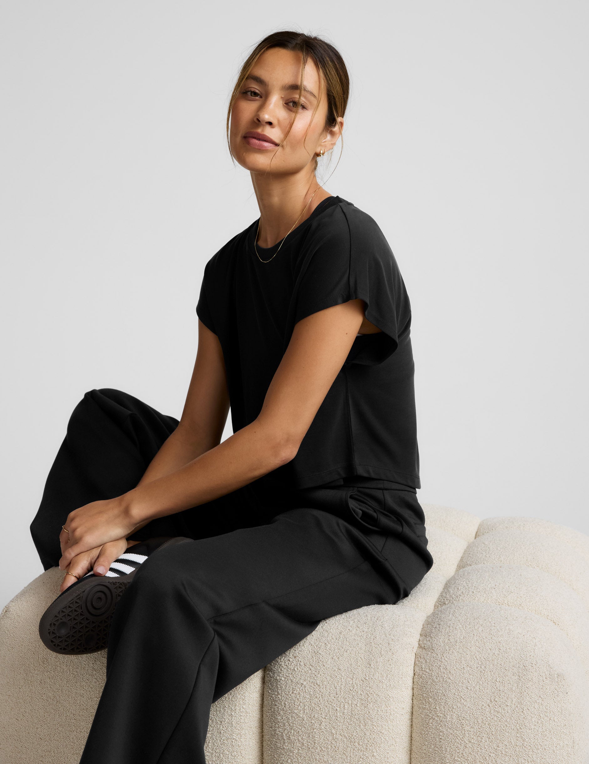 Studio Luxe Cropped Tee - Black