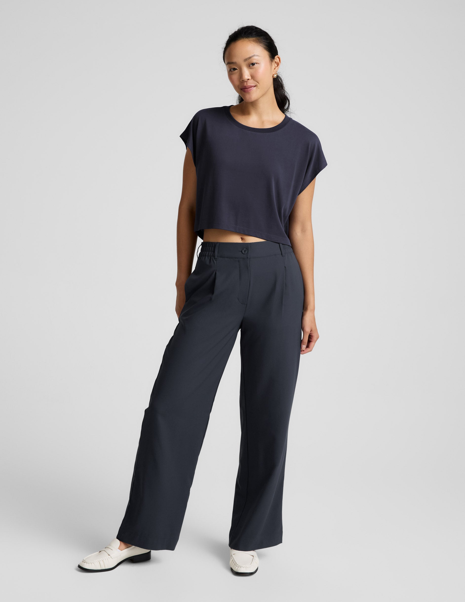 Studio Luxe Cropped Tee - Nocturnal Navy