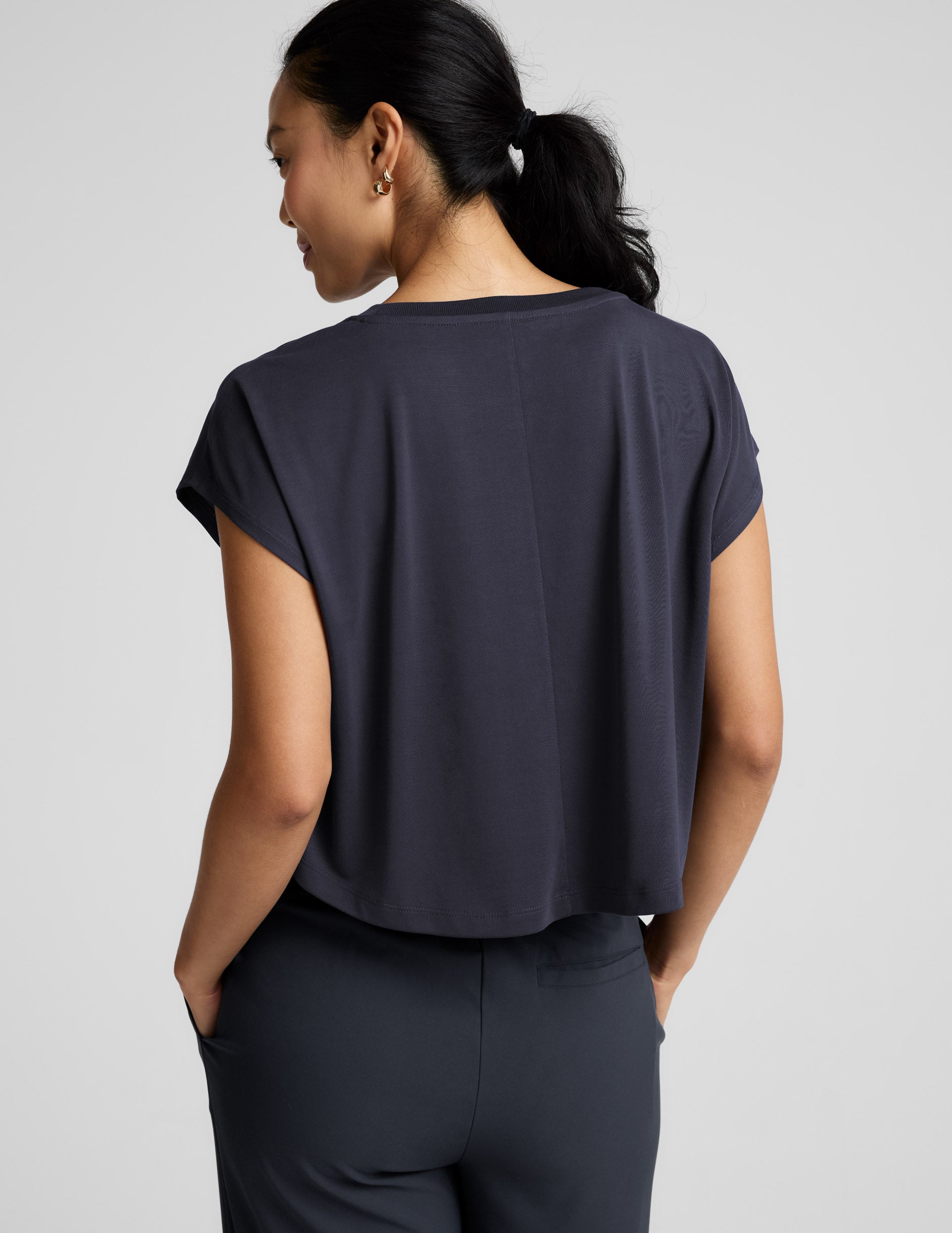 Studio Luxe Cropped Tee - Nocturnal Navy