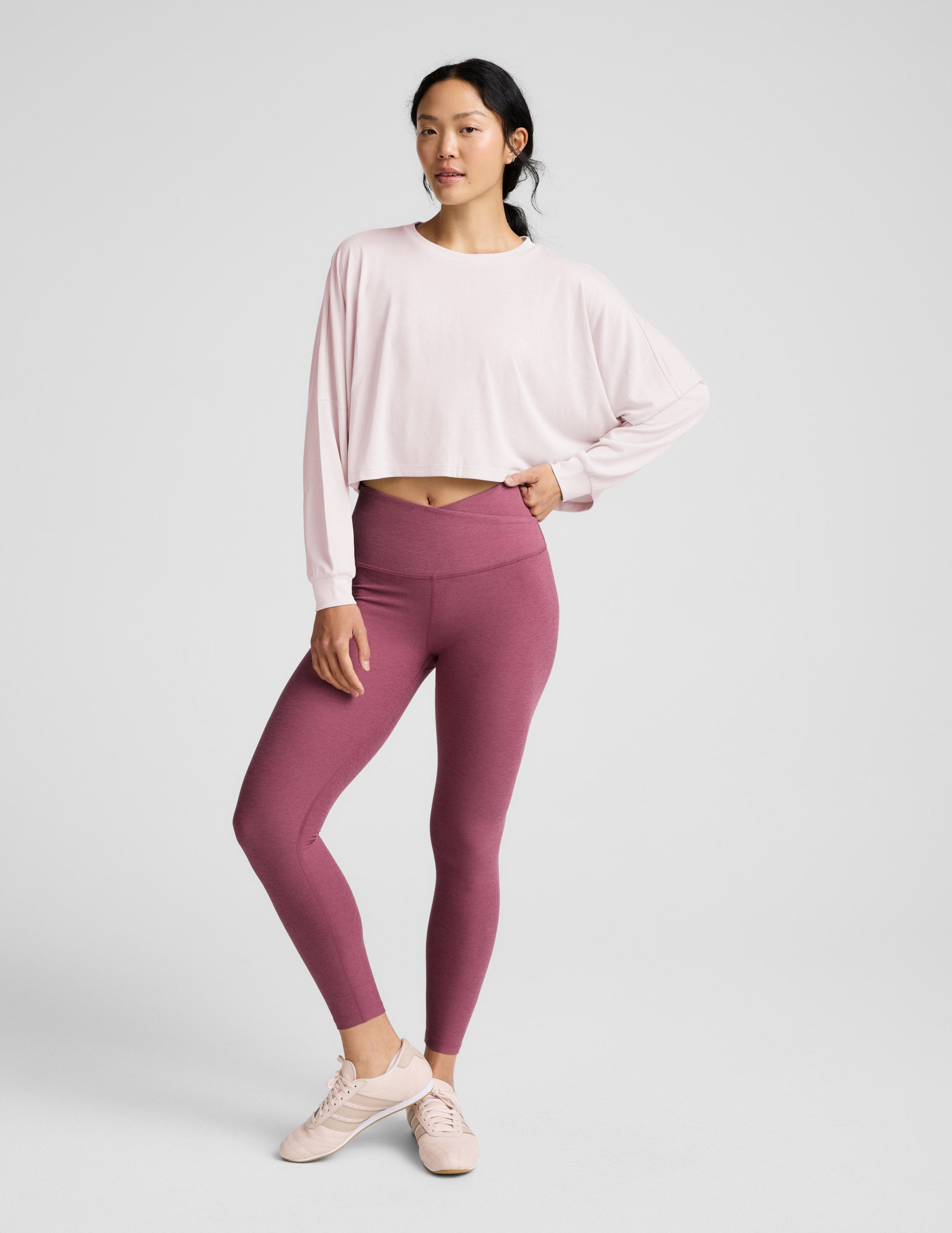 Studio Luxe Cropped Long Sleeve Tee - Pastel Pink