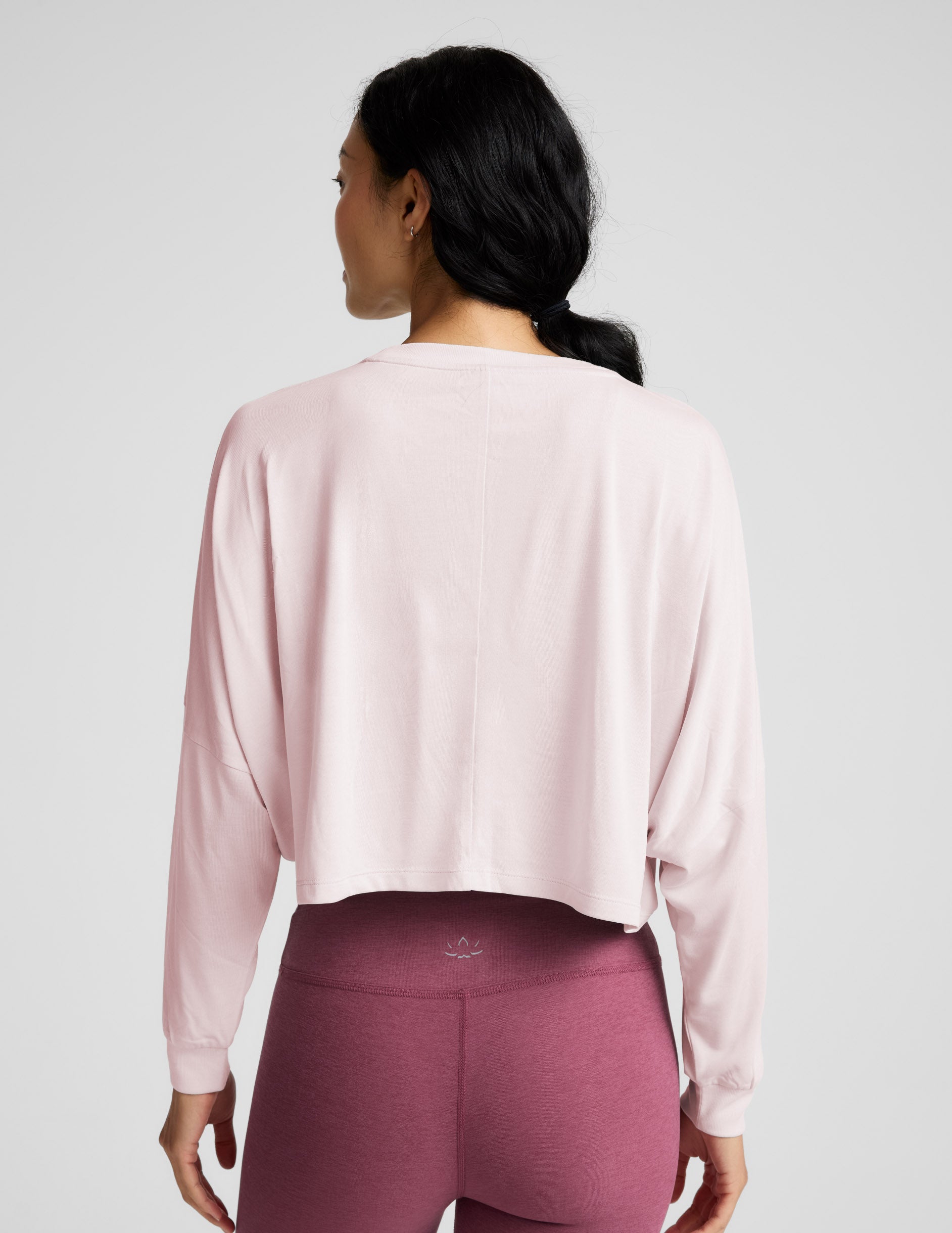 Studio Luxe Cropped Long Sleeve Tee - Pastel Pink