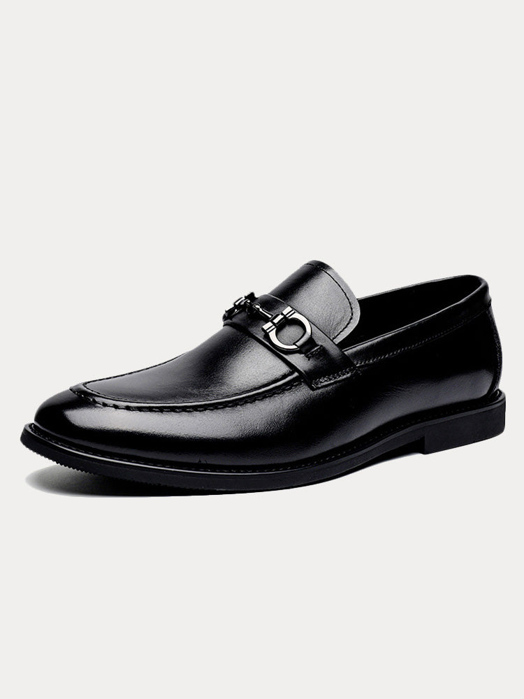 Top Grain Leather Horsebit Loafers - Black