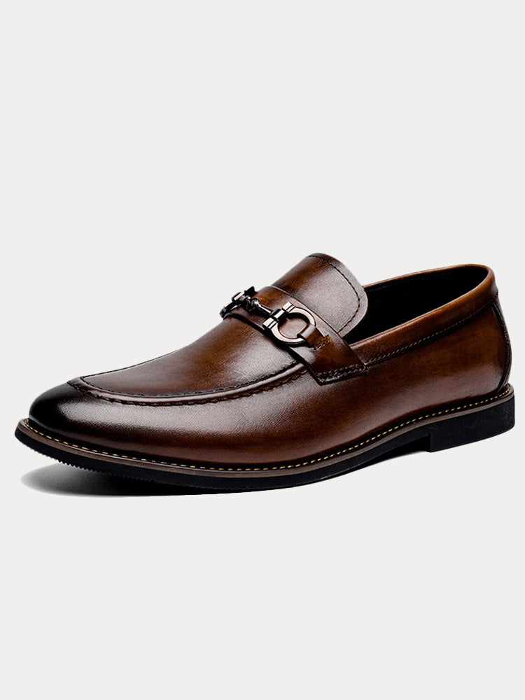 Top Grain Leather Horsebit Loafers - Brown