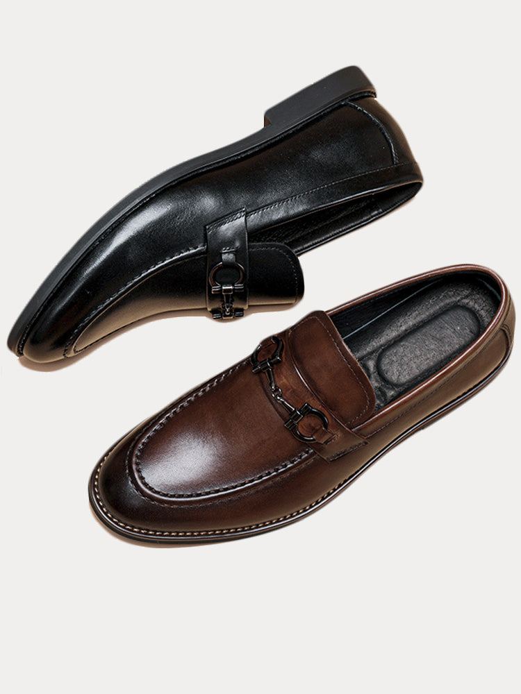 Top Grain Leather Horsebit Loafers - Brown