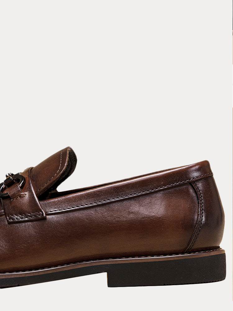 Top Grain Leather Horsebit Loafers - Brown