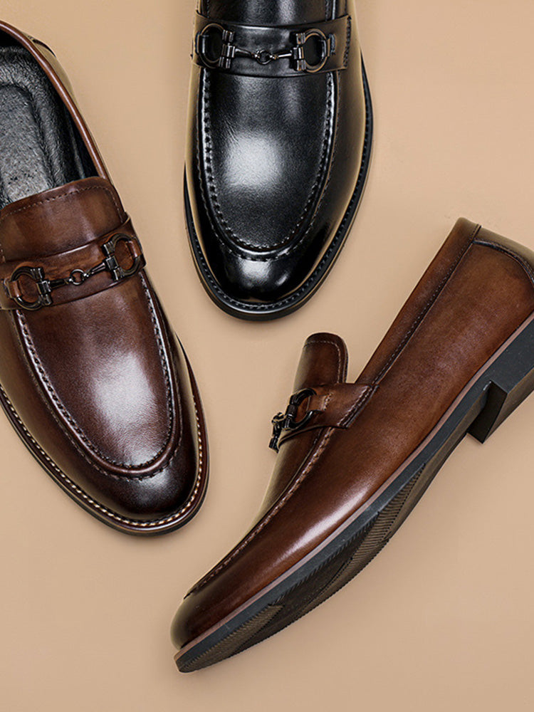 Top Grain Leather Horsebit Loafers - Brown