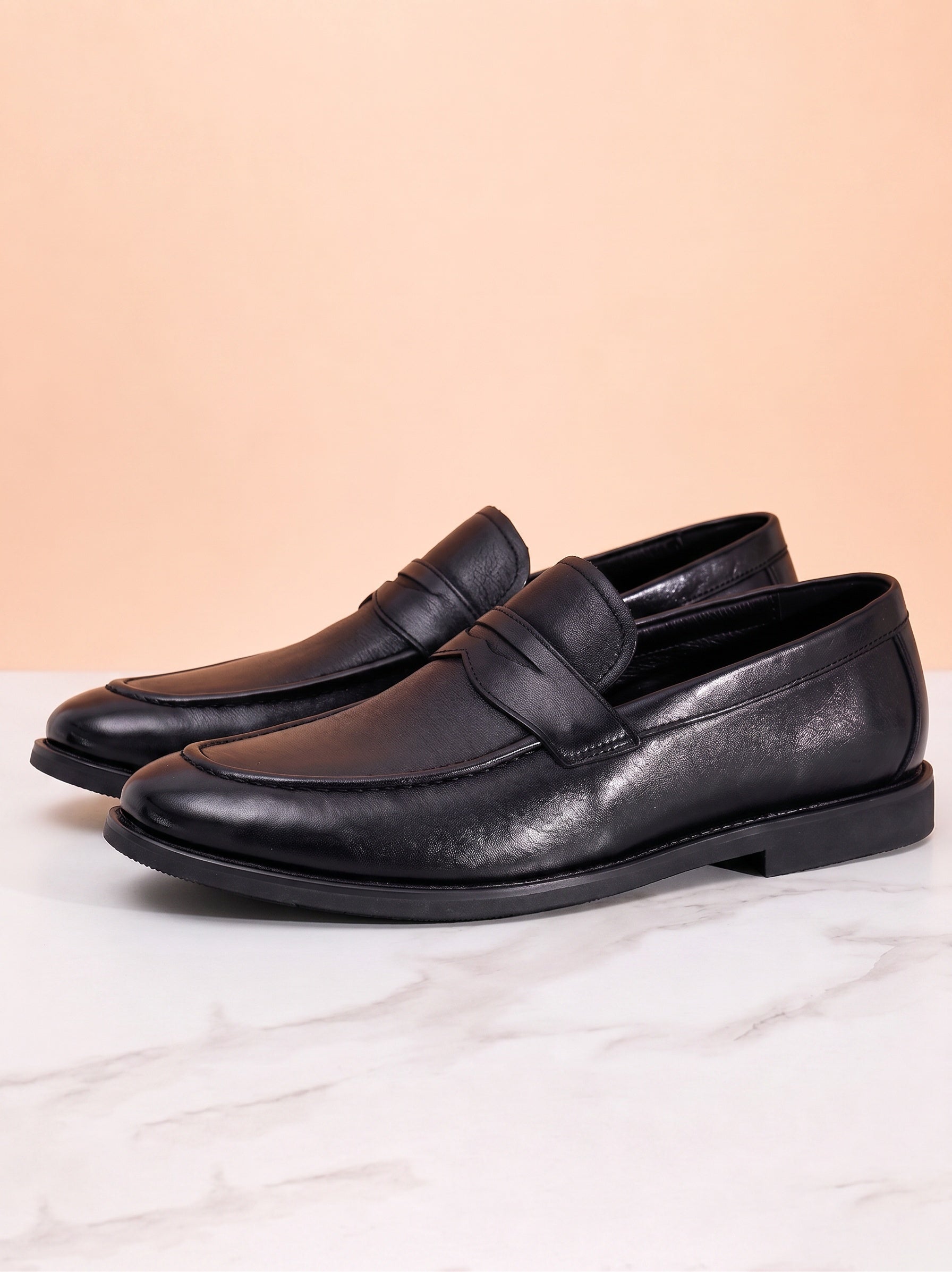 Classic Leather Penny Loafers - Black