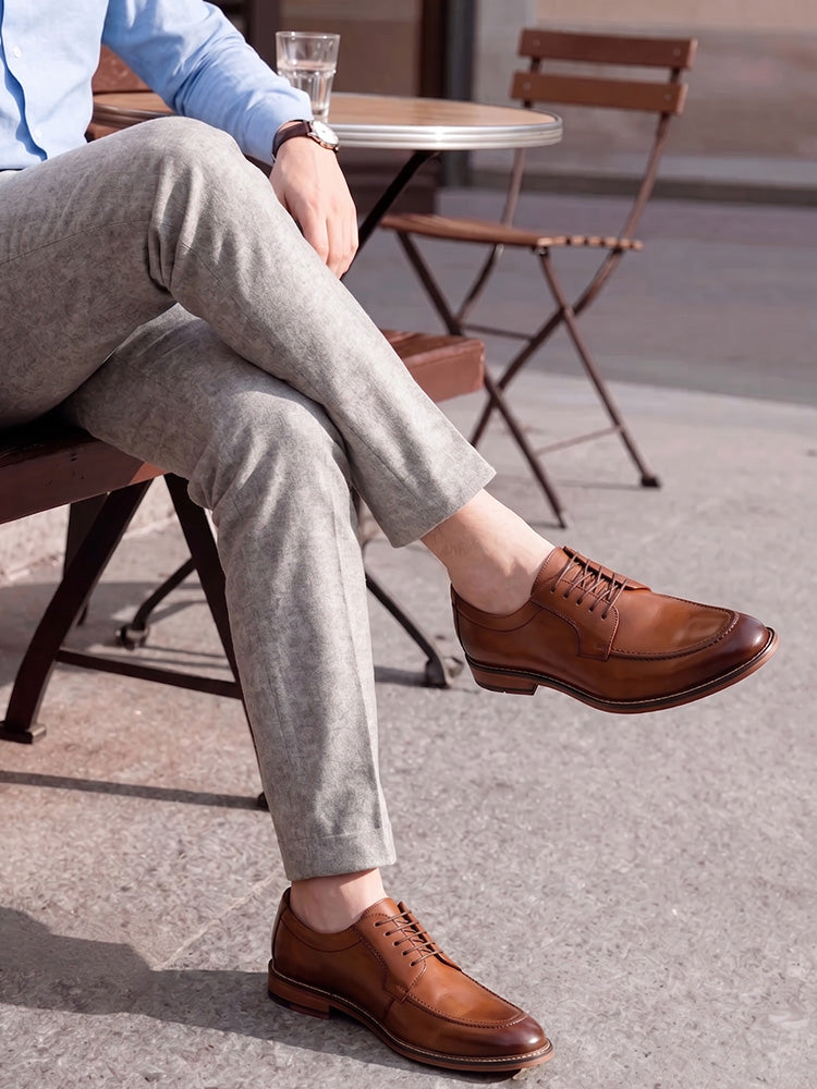 Vintage Leather Derby Shoes - Dark Brown